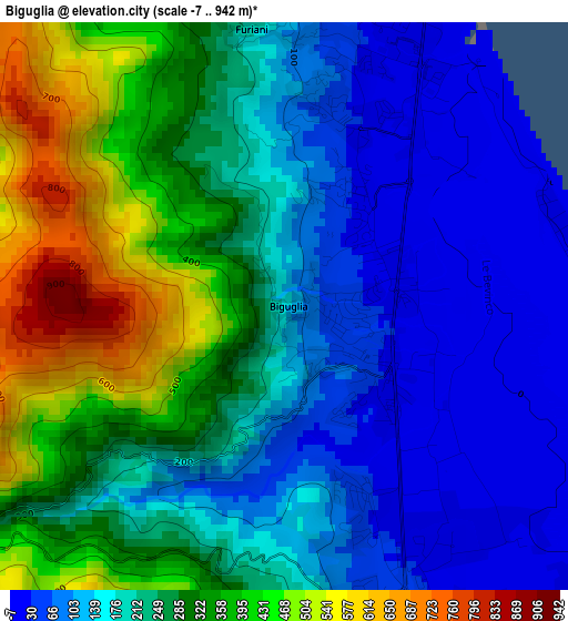 Biguglia elevation map