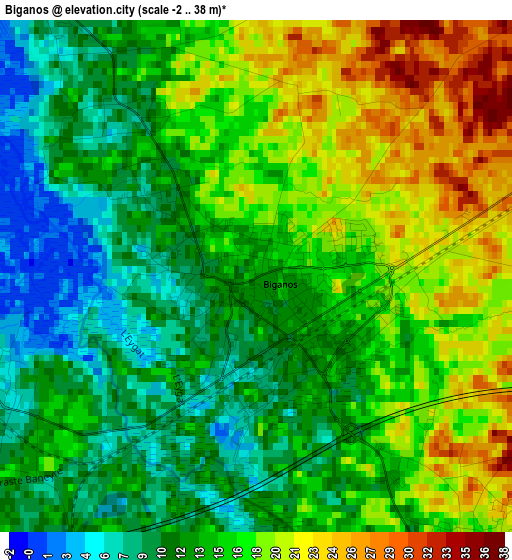 Biganos elevation map