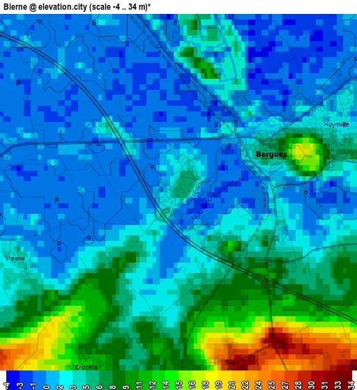 Bierne elevation map