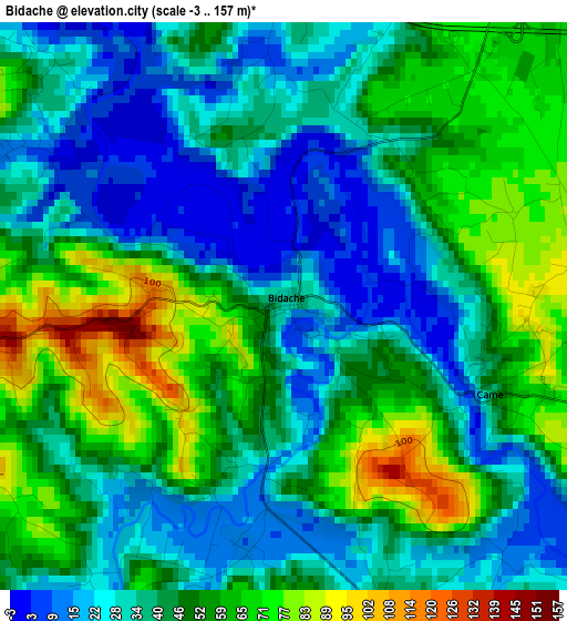 Bidache elevation map