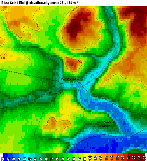 Bézu-Saint-Éloi elevation map