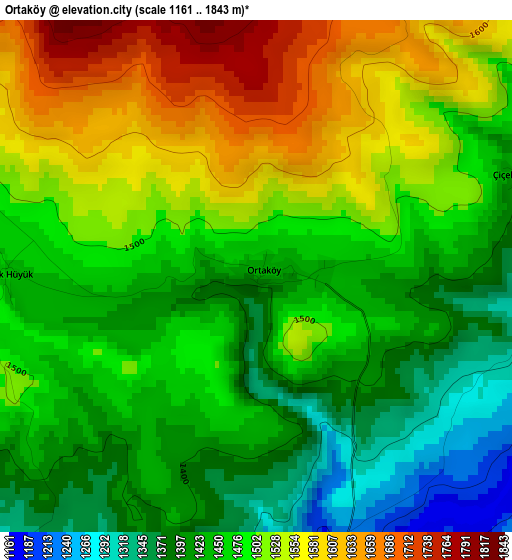 Ortaköy elevation map