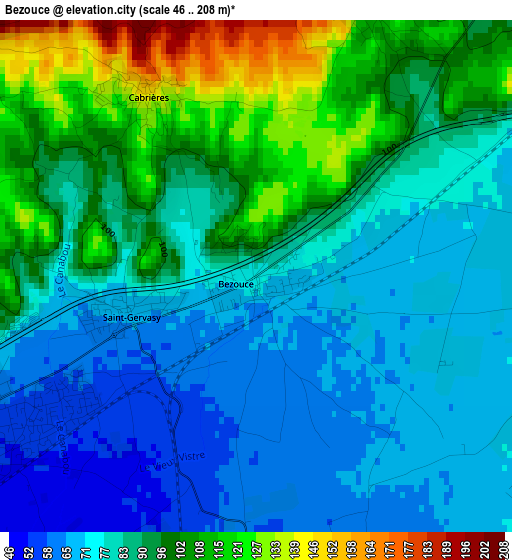 Bezouce elevation map