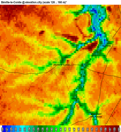 Béville-le-Comte elevation map