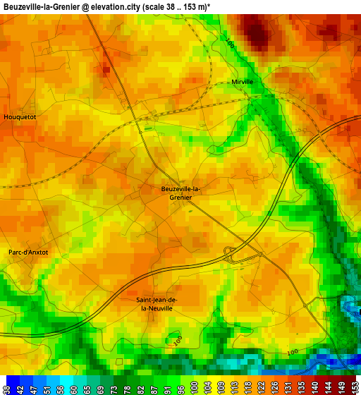 Beuzeville-la-Grenier elevation map
