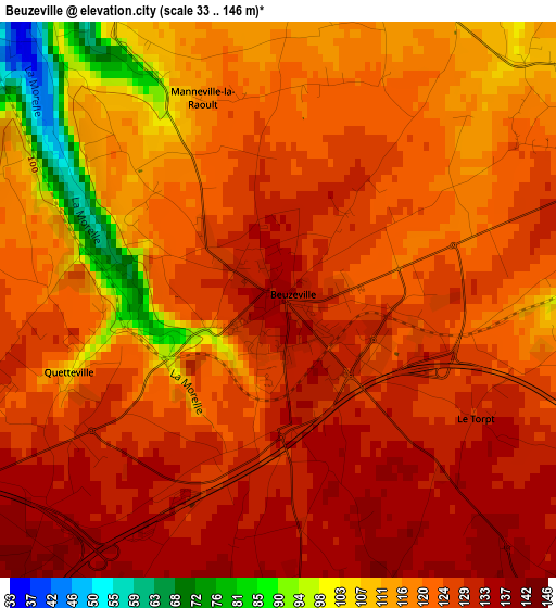 Beuzeville elevation map