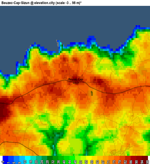 Beuzec-Cap-Sizun elevation map