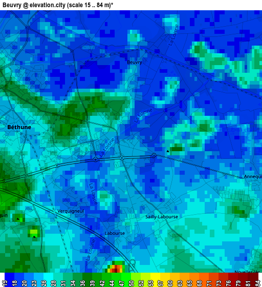 Beuvry elevation map