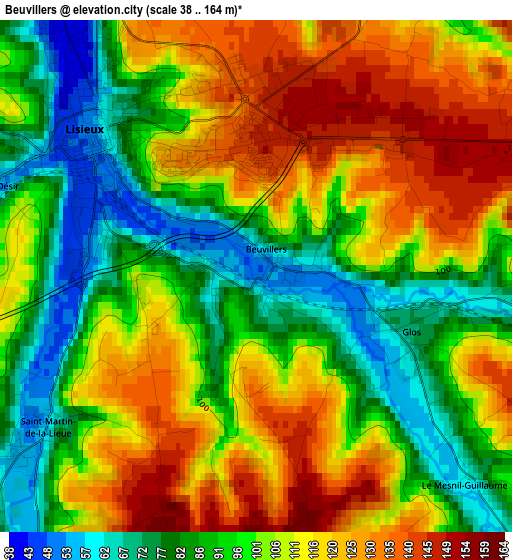 Beuvillers elevation map