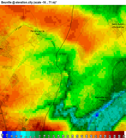 Beuville elevation map