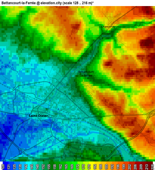 Bettancourt-la-Ferrée elevation map