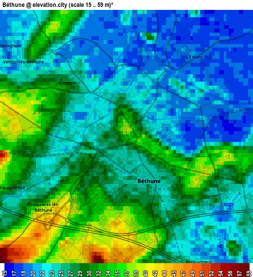 Béthune elevation map