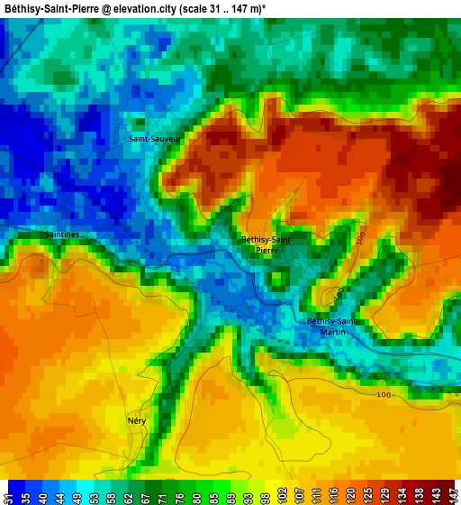 Béthisy-Saint-Pierre elevation map