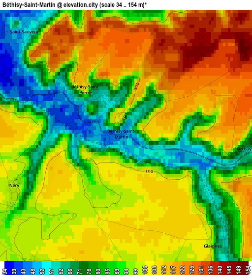 Béthisy-Saint-Martin elevation map