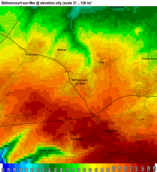Béthencourt-sur-Mer elevation map