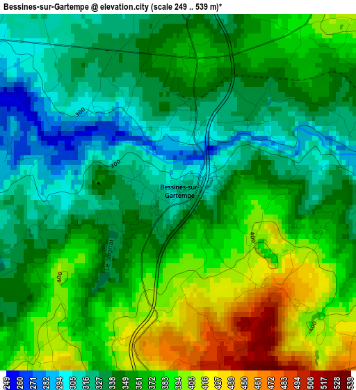 Bessines-sur-Gartempe elevation map