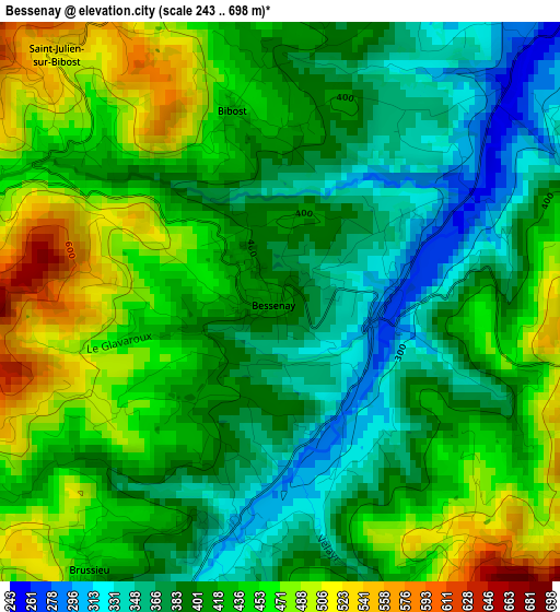 Bessenay elevation map