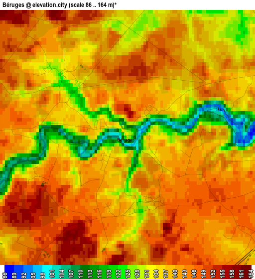 Béruges elevation map