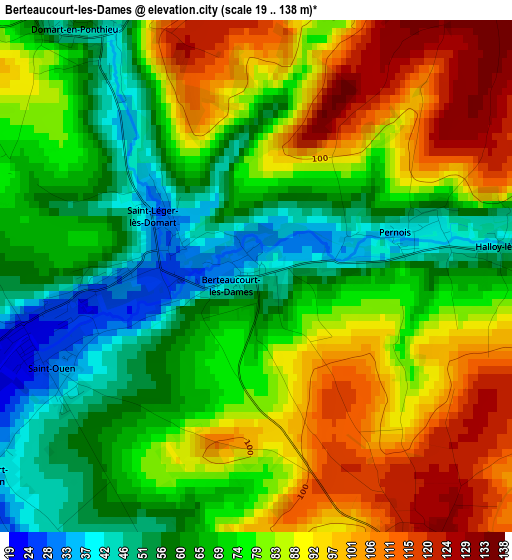 Berteaucourt-les-Dames elevation map