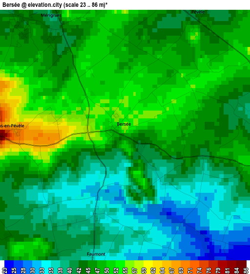 Bersée elevation map