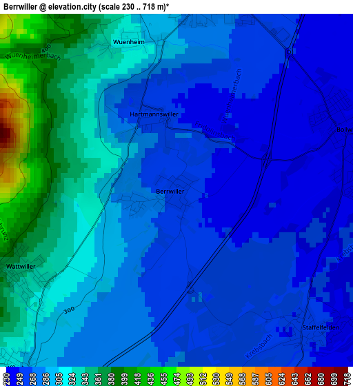 Berrwiller elevation map
