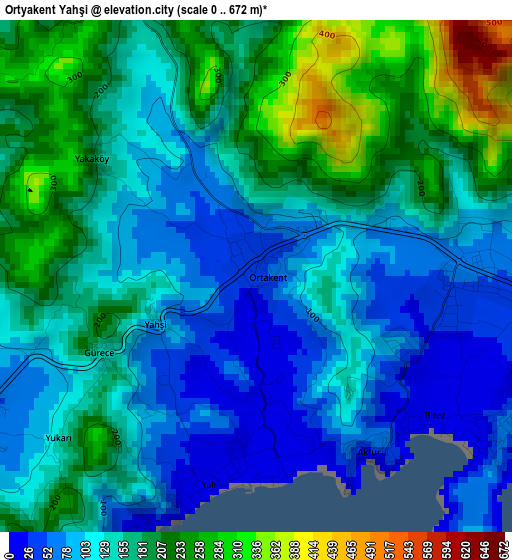 Ortyakent Yahşi elevation map