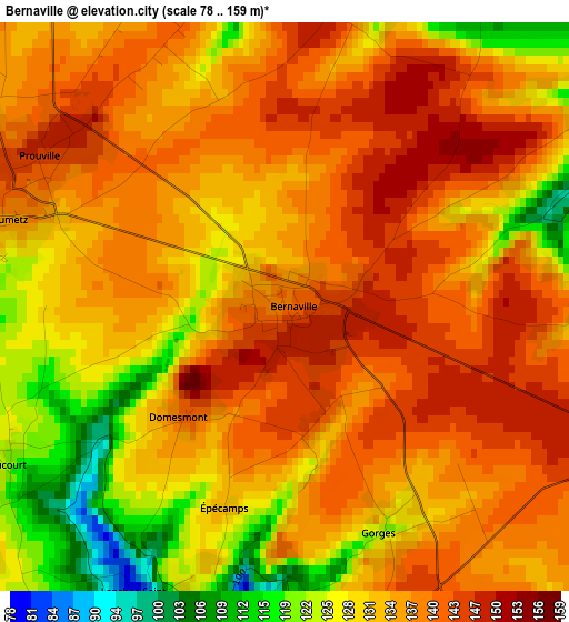 Bernaville elevation map