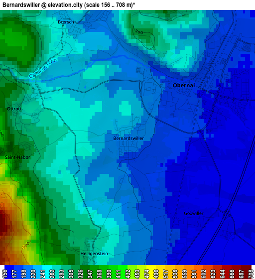 Bernardswiller elevation map