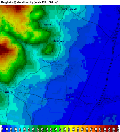 Bergheim elevation map