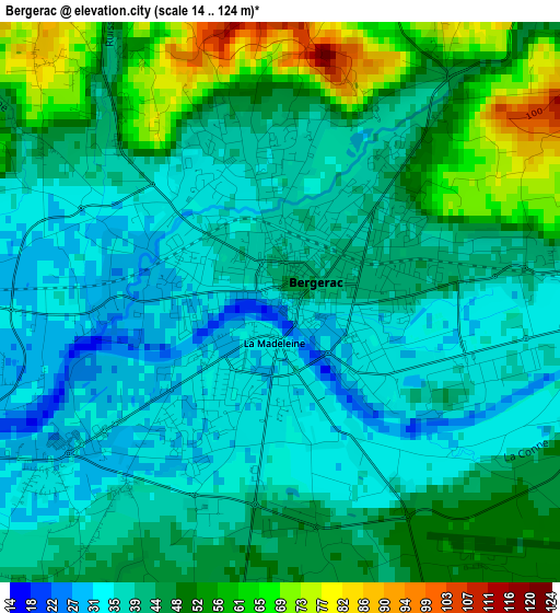 Bergerac elevation map