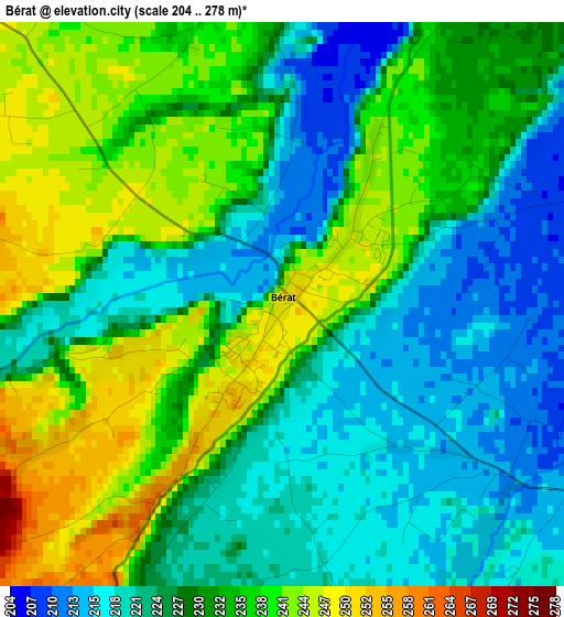 Bérat elevation map