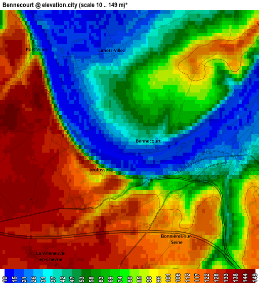 Bennecourt elevation map