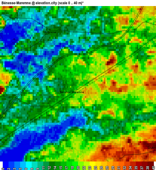 Bénesse-Maremne elevation map