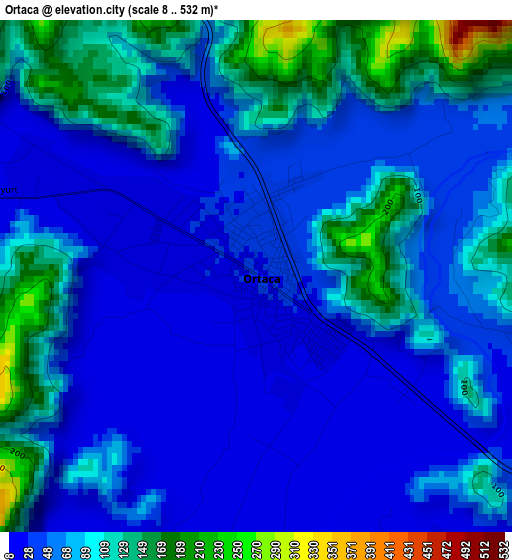 Ortaca elevation map