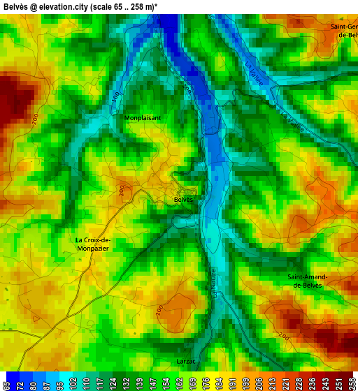 Belvès elevation map