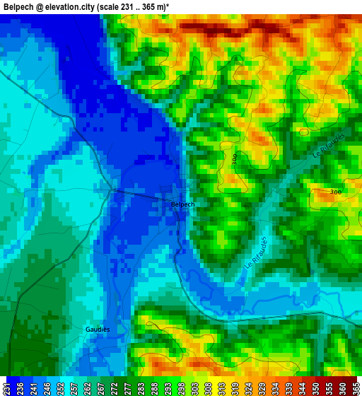 Belpech elevation map