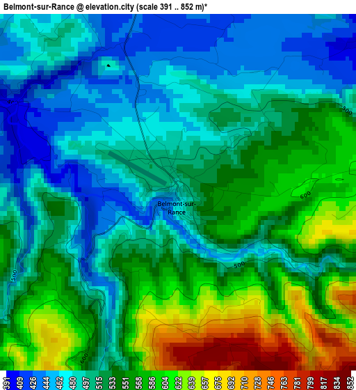 Belmont-sur-Rance elevation map