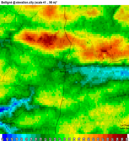 Belligné elevation map