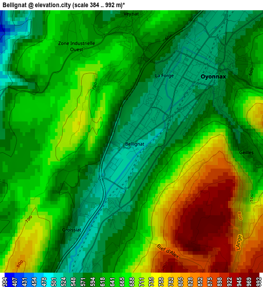 Bellignat elevation map