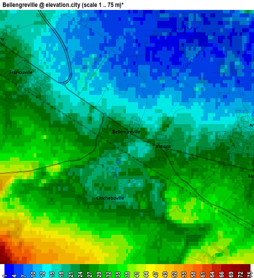 Bellengreville elevation map