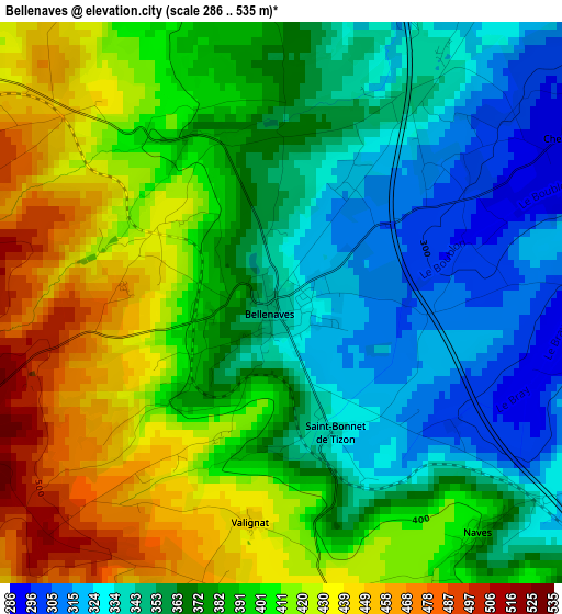 Bellenaves elevation map