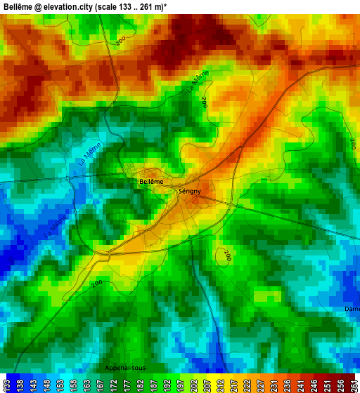 Bellême elevation map