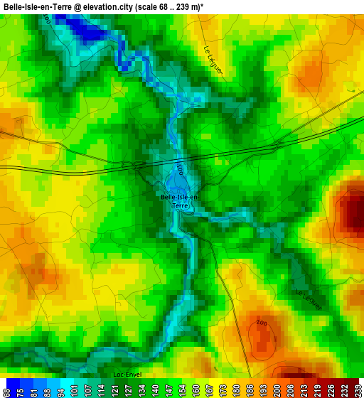 Belle-Isle-en-Terre elevation map