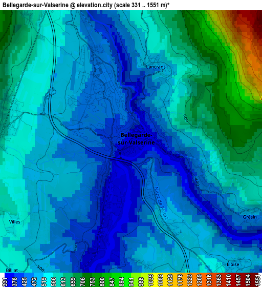 Bellegarde-sur-Valserine elevation map