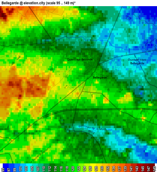 Bellegarde elevation map