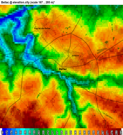 Bellac elevation map