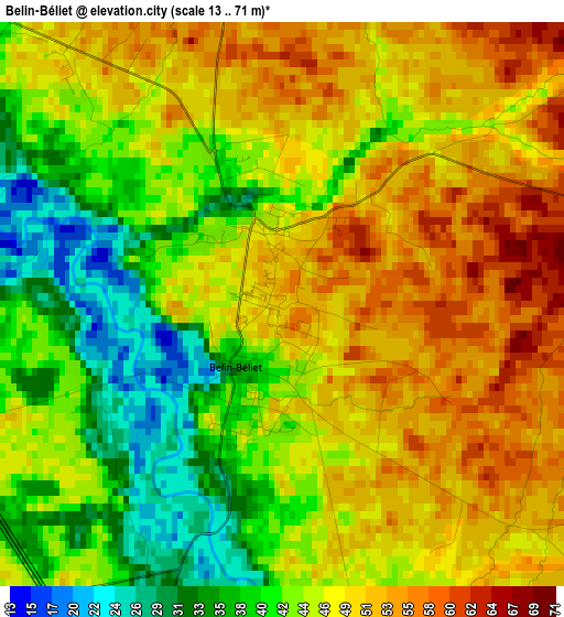 Belin-Béliet elevation map