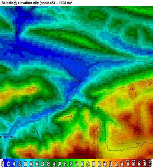 Bélesta elevation map