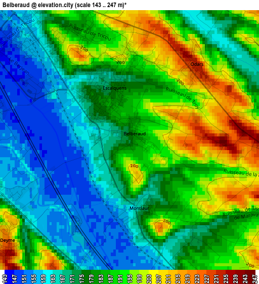 Belberaud elevation map