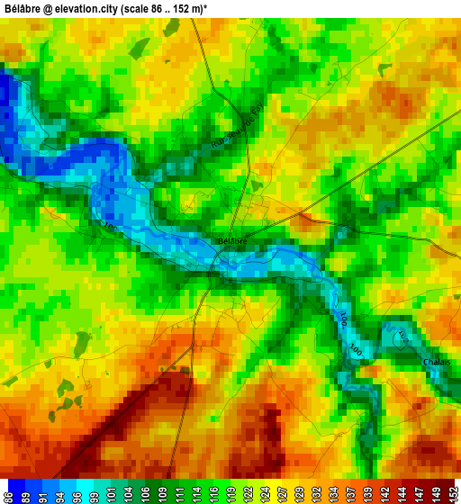 Bélâbre elevation map